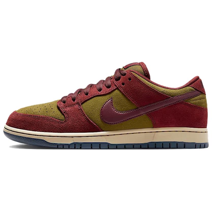 Nike Dunk Low SB Dark Team Red Olive Flak Unisex Sneaker Burgundy-Crush Parachute-Beige Armory-Navy HQ1625-600 38.5