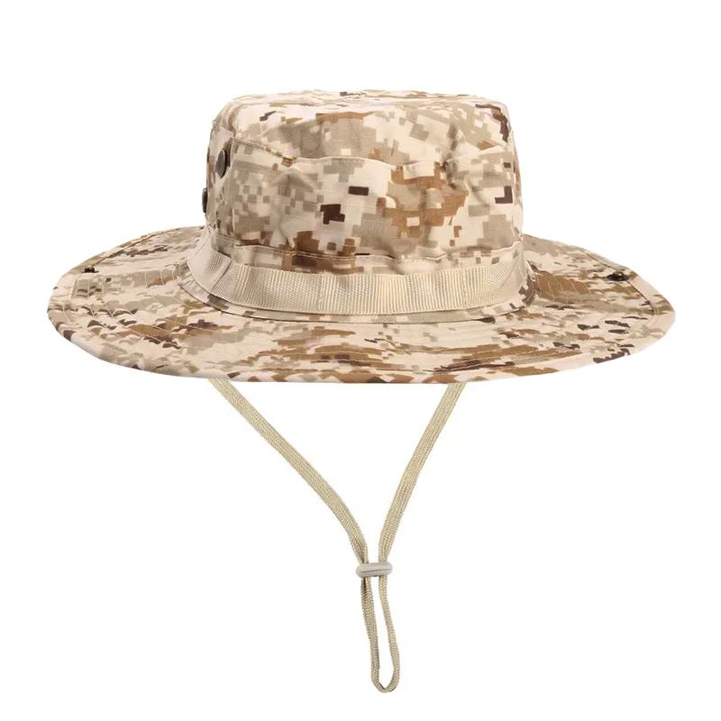 Camouflage Boonie-Hut, taktischer Hut mit breiter Krempe, für Männer und Frauen, Sonnenhut für Outdoor, Wandern, Angeln, Jagen, Sportkappen, faltbarer weicher Hut 60