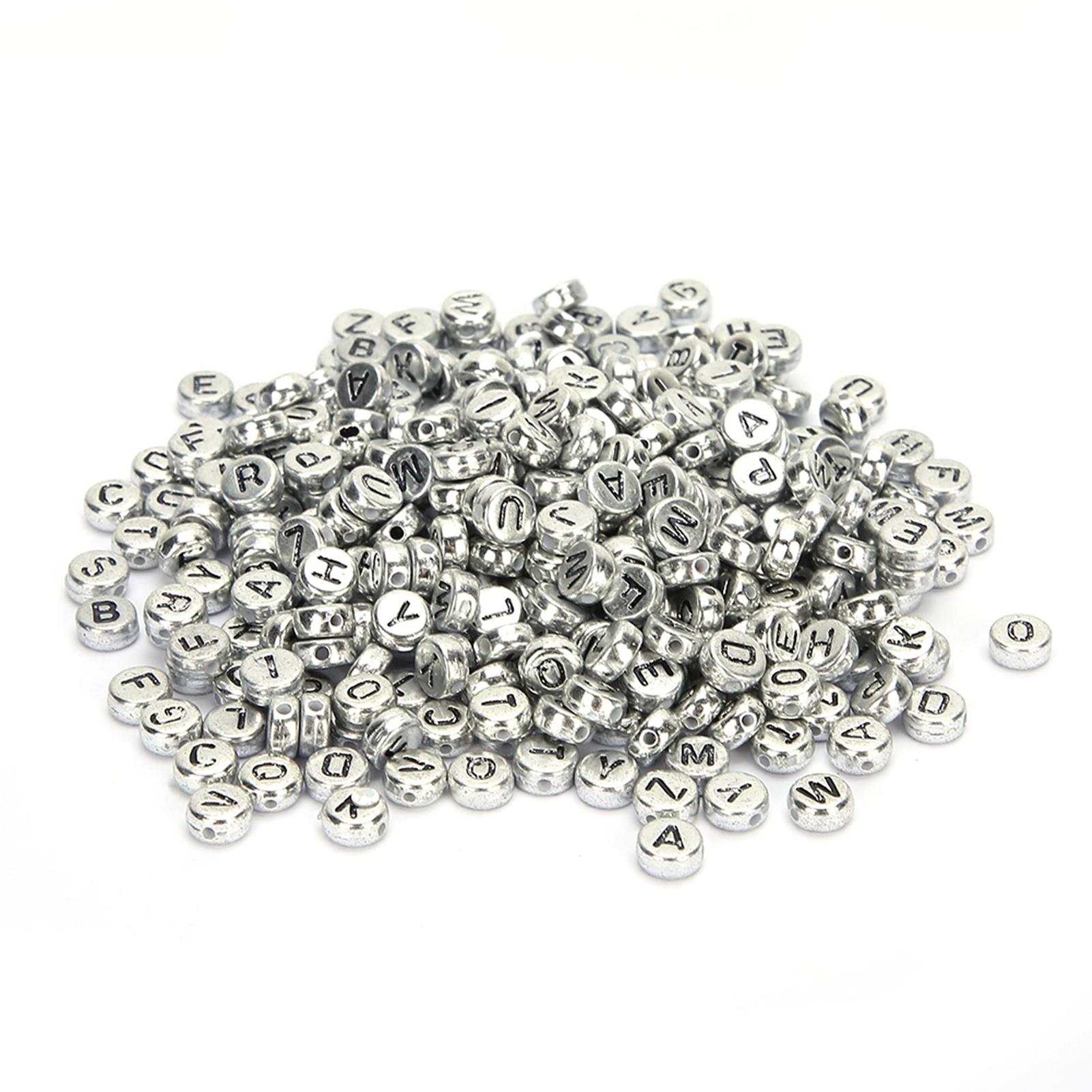 500PCs Acryl Perlen Runde DIY Material Handgemachte Perlen Zubehör Englisch Alphabet für