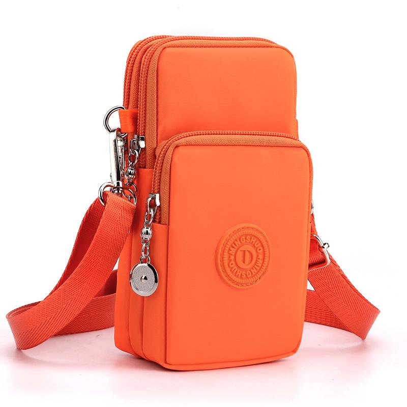 Neue Damen-Handytasche aus Nylon, Handytasche, Münzgeldbörse, Riemen, Umhängetasche, kleine Umhängetaschen für Damen, Geldbörse, Reisegeldbörse orange