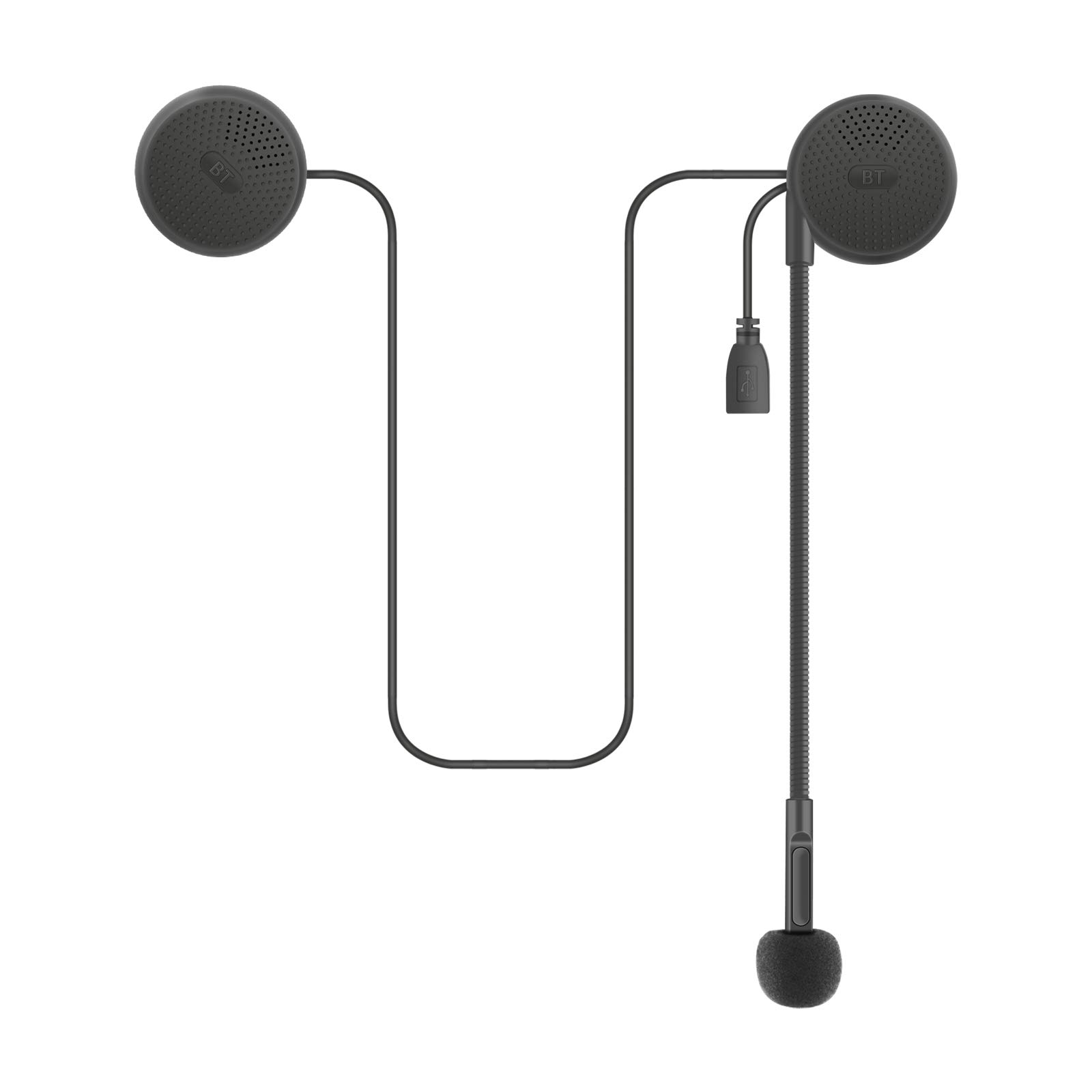 Ultra Motorrad-Gegensprechanlage, Motorradhelm-Lautsprecher, Bluetooth, dünn, automatische Reaktion, IP65, wasserdicht, Anruf, Motorrad-Lautsprecher, Gegensprechanlage, Musik schwarz