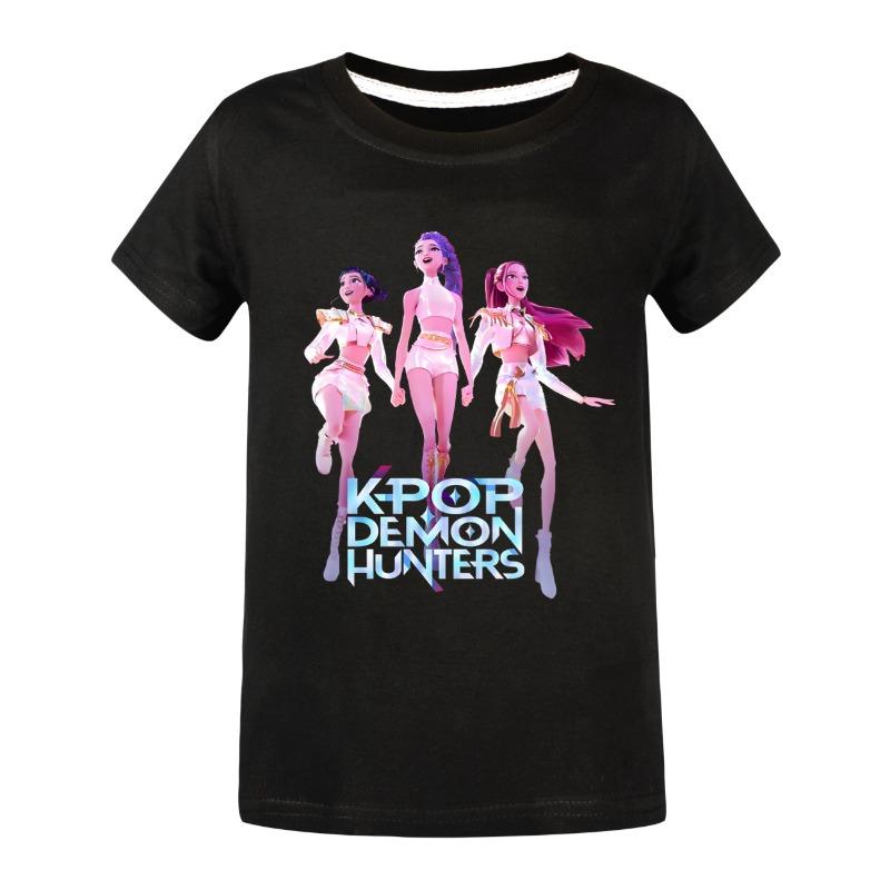 Mädchen Jungen Baumwoll-T-Shirt Kpop Dämonenjäger T-Shirt Sommer Kinderkleidung Film Mode Kurzarm Tops Kinderbekleidung 130