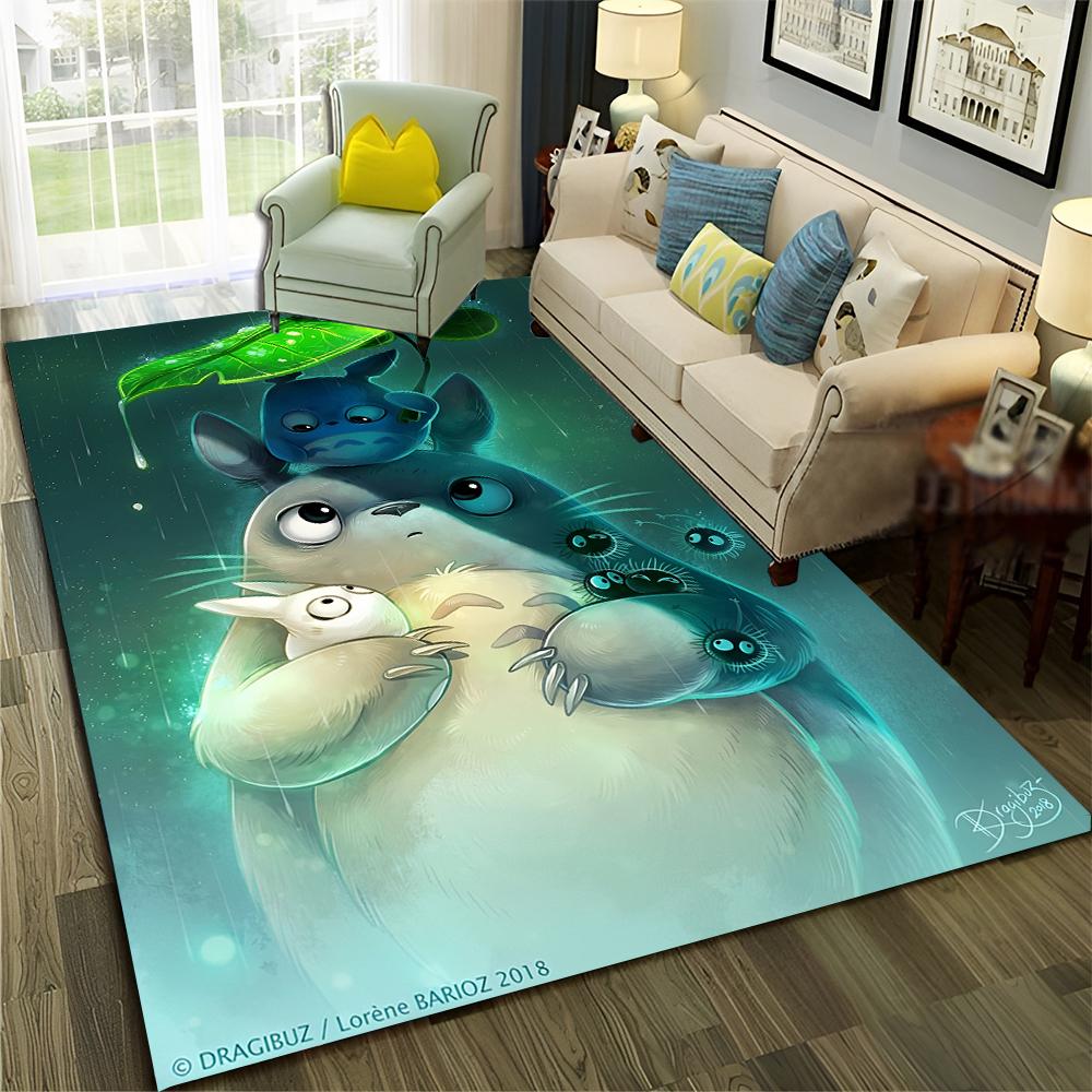 3D Mein Nachbar T-Totoro Anime Cartoon Teppich Teppich für Zuhause Wohnzimmer Schlafzimmer Sofa Fußmatte Dekor, Kinder Bereich Teppich rutschfeste Bodenmatte 100cmx150cm