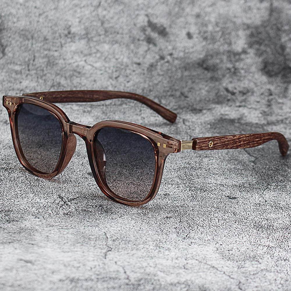 Neue UV-Schutz Sonnenbrille mit Holzmaserung Outdoor Street Pography Quadratischer Rahmen Sonnenbrille Radsportbrille für Damen & Herren