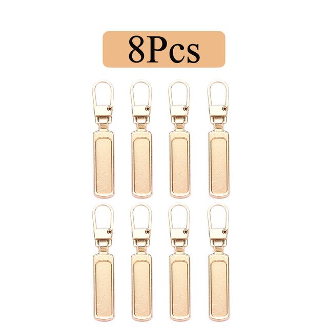 Abnehmbarer Reißverschluss-Abzieher, Ersatzlasche, Reißverschluss-Schieber, Kopf-Reparatur-Set für Koffer, Gepäck, Rucksäcke, Geldbörsen, Handtaschen, Mäntel 8PC gold