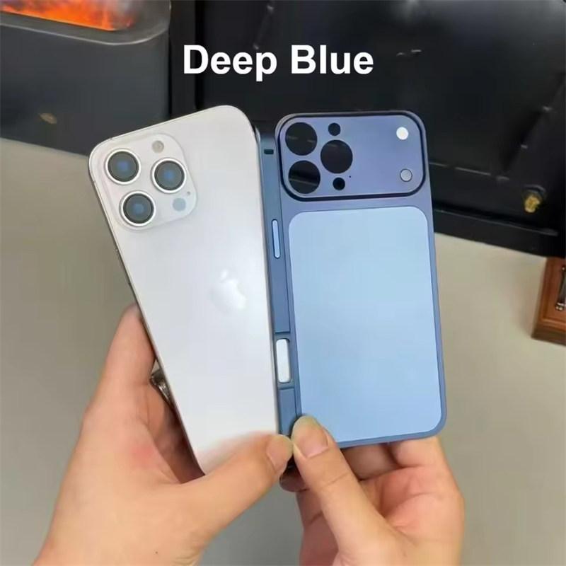 Originalfarbenes Legierungsrahmengehäuse für 17 16 15 14 13 Pro/Pro Max Sofortiges Upgrade 17Pro/Pro Max Großfenster-Rückwand Sturzsichere Hülle iPhone 17 Pro Max navy blau