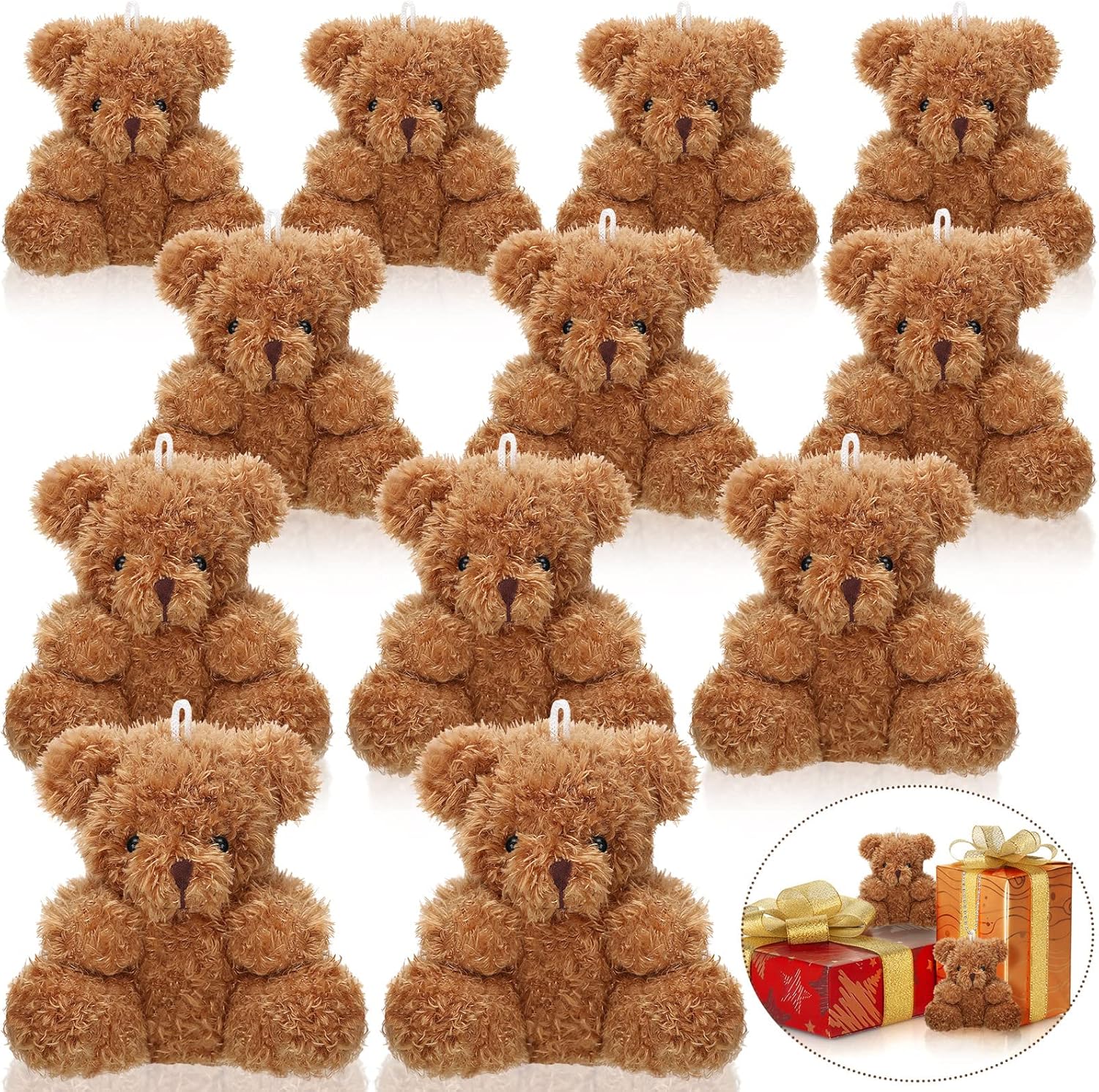12-4s Mini-Plüschbären 4 Zoll Kleiner Bär Stofftier Spielzeug Winziger Flauschiger Bär Weicher Bär Plüschtier für Geburtstagsfeier Giveaways 24 PCS braun
