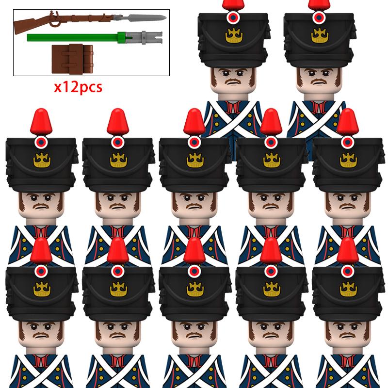 Napoleonische Kriege Europäische Soldaten Set Bausteine mittelalterliche Mini-Actionfiguren Gewehre Waffen Spielzeug Für Kinder Weihnachtsgeschenke