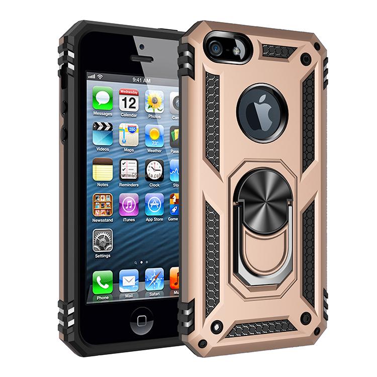 Luxus Rüstung Stoßfest Telefon Fall Für iphone 5 5S SE XS Max 11 Pro XR X 7 8 6 6s Plus Volle Abdeckung Auto Magnetische Ring Stoßstange Fällen For iPhone11 Pro Max gold