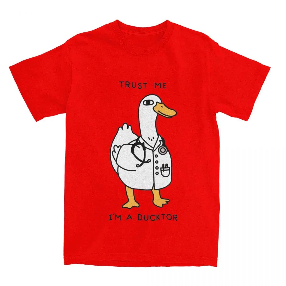 Quack Enten Doktor Herren Damen T-Shirt Humor Witz Bekleidung Vintage T-Shirts T-Shirt Große Größe Kleidung S rot