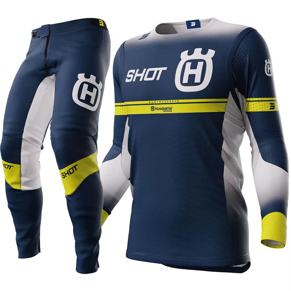 2025 Husqvarna Motocross Ausrüstungsset Top Off Road MX Kombi Schwarzes Moto Trikot und Hose XXL 38 blau