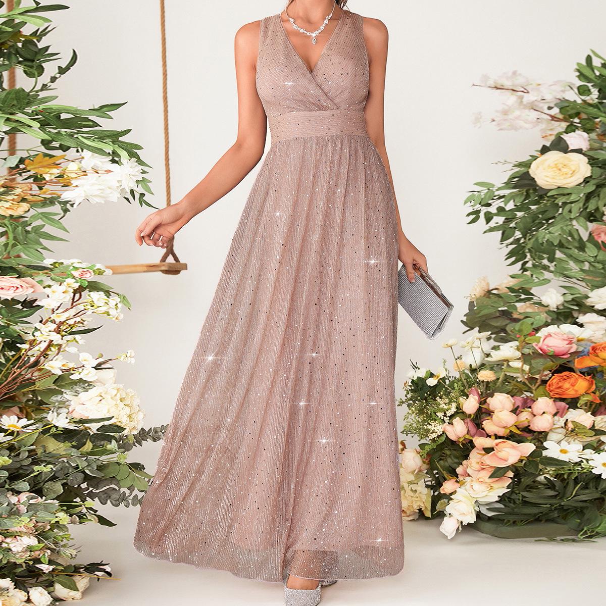 Pailletten Spaghetti Träger Mesh Weihnachts Abendkleid Extra Large