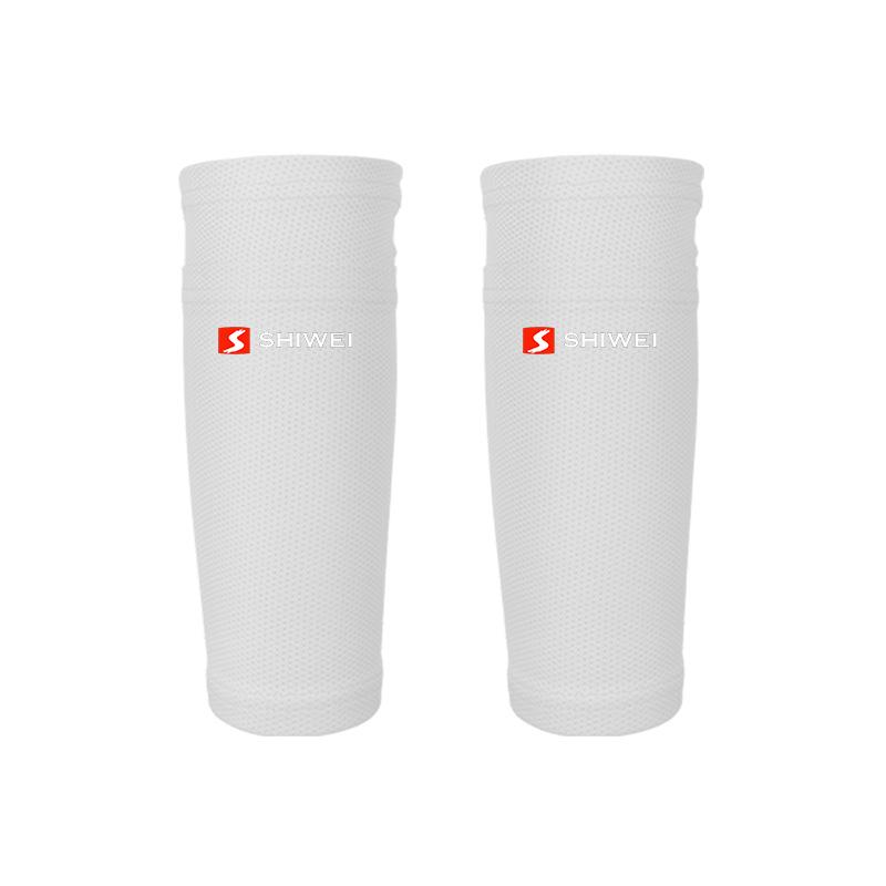 Schienbeinschoner Fußball Fußball Canilleras Stützsocke Nylon Beinärmel Schienbeinschutz mit Tasche Fußballausrüstung S(Kids) weiß