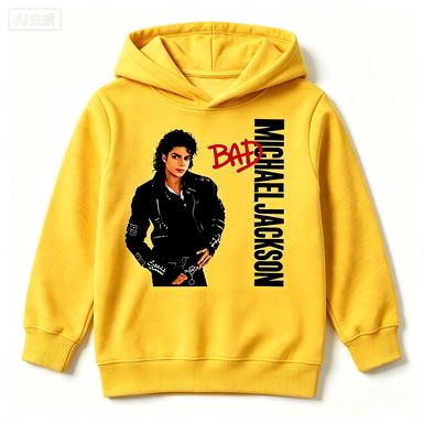 Kinder Michajackson Bad Grafik Hoodie Jungen Mädchen Lässiges Langarm Kapuzenpullover Mode Streetwear Kinderkleidung 130 black