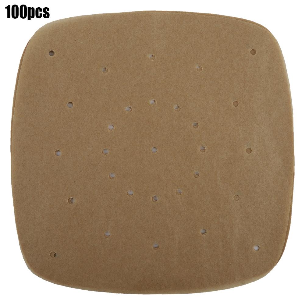 7,5 Zoll perforierte quadratische Dampfgarer-Papiereinlagen zum Dämpfen in der Luftfritteuse(Natürliche Farbe)