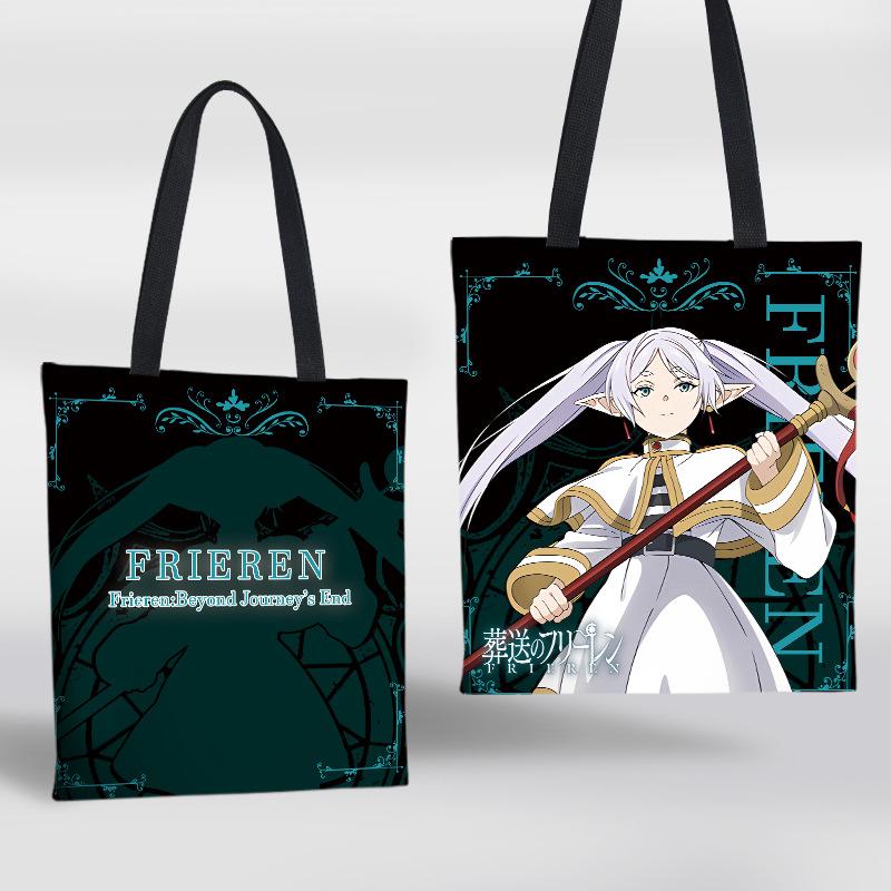 Frieren Anime Canvas Schulterdruck Einkaufstasche Damen Wiederverwendbare Handtaschen