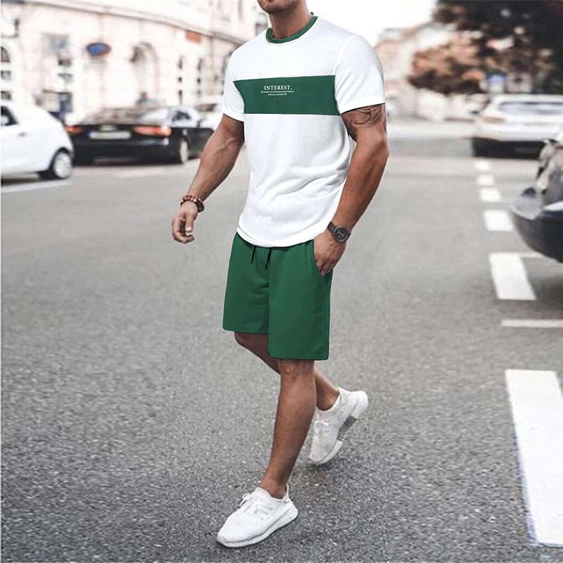 Herrenanzug Sportbekleidung Sommer Herrenmode Buchstabenbedruckte Kleidung T-Shirt Shorts 2-teilig Lässig Street Übergröße Herrenanzug 5XL