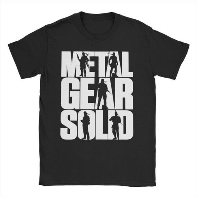 Herren Damen MGS1 Solid Snake Spiel T-Shirt Metal Gear Baumwolle Oberteile Lustige Kurzarm Rundhals T-Shirts Klassische T-Shirts L white