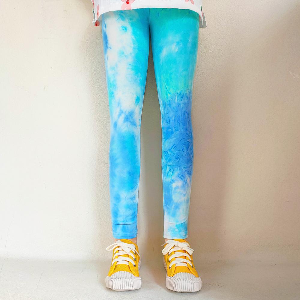 Kinder Hosen Bunte Fluoreszierende Farbe Druck Leggings Für Mädchen Hosen Baby Mädchen Weiche Elastische Dünne Hosen 140 himmelblaue