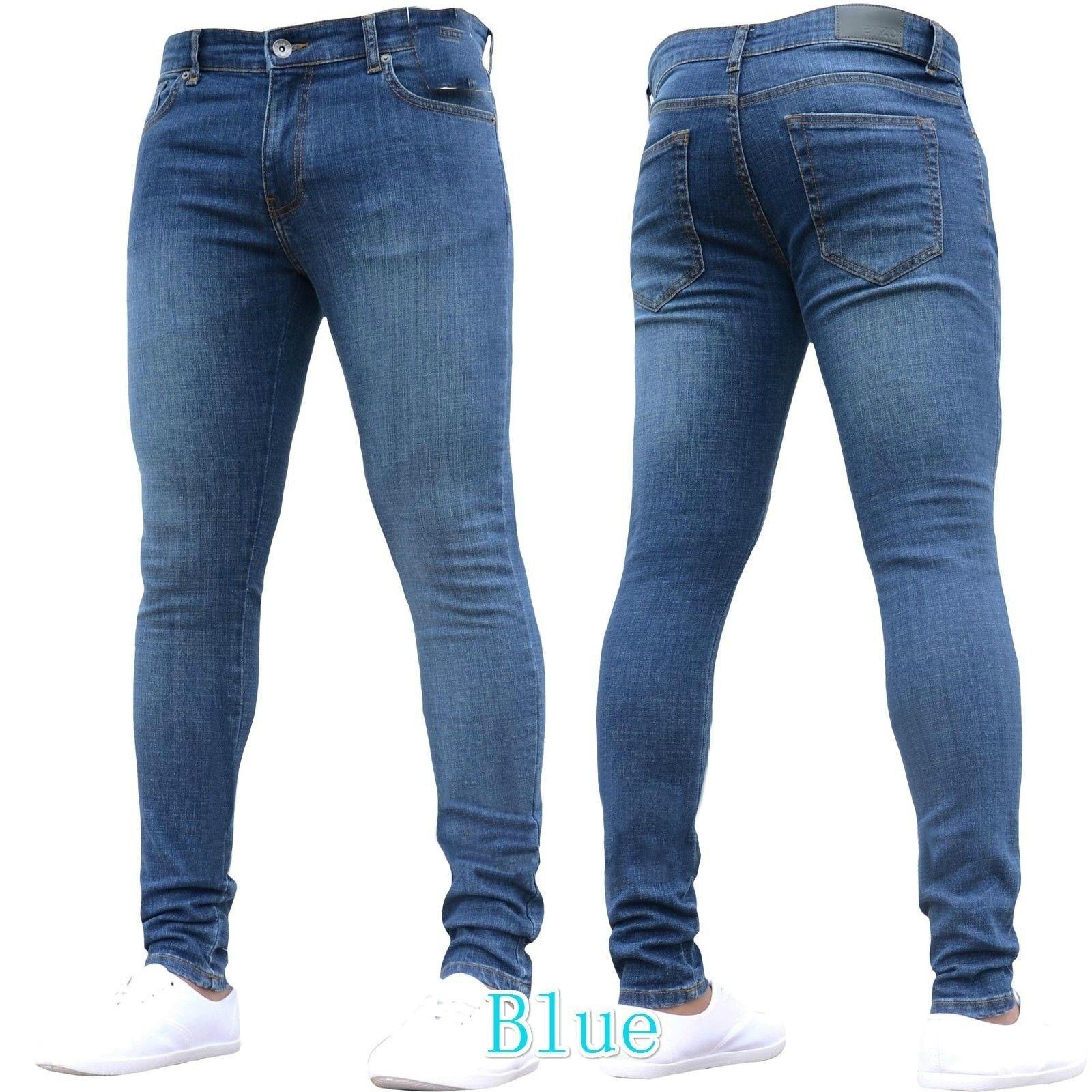 Schlanke und dünne Stretch-Denim-Hose für Herren, Herbst, schwarz, enge Wadenhose, Herrenmode S