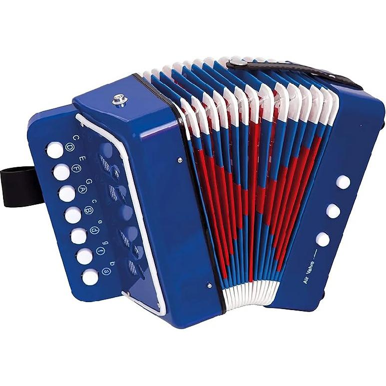 Akkordeon Kinder, Akkordeon 10 Knöpfe mit Riemen, Akkordeon Anfänger Kinder, Akkordeon Musikinstrument für Kinder ab 3 Jahren blau