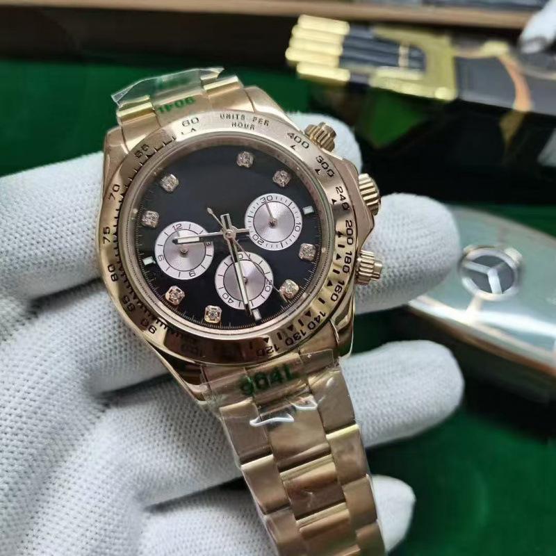 Rolex Daytona Serie Herren 40mm Gold Stahl Automatik Mechanische Uhr