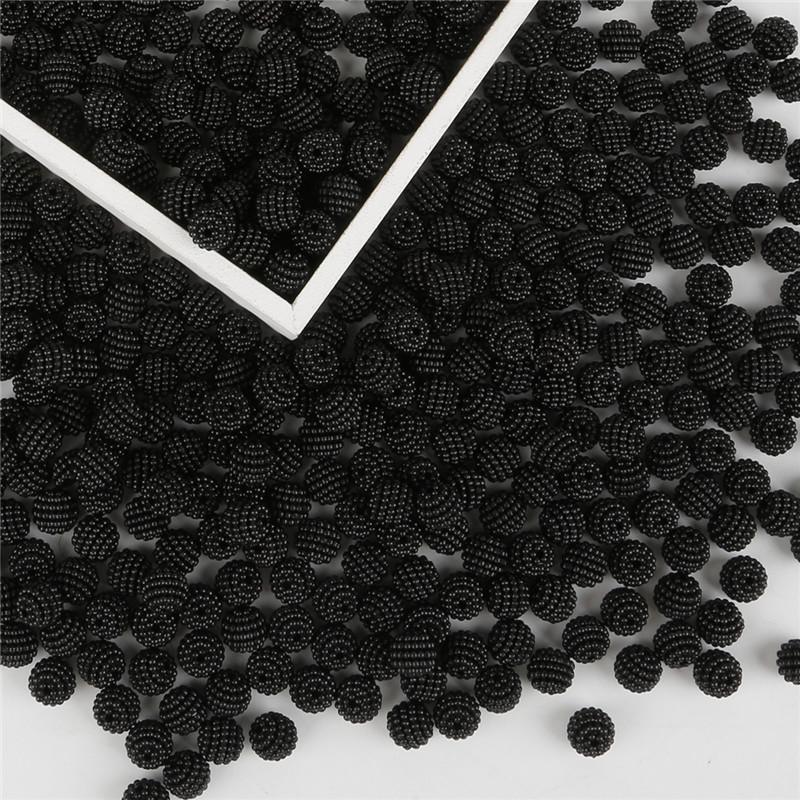 10 mm, 50 Stück, Acrylperlen, Bayberry-Perlen, runde lose Perlen für Schmuckherstellung, DIY-Zubehör schwarz
