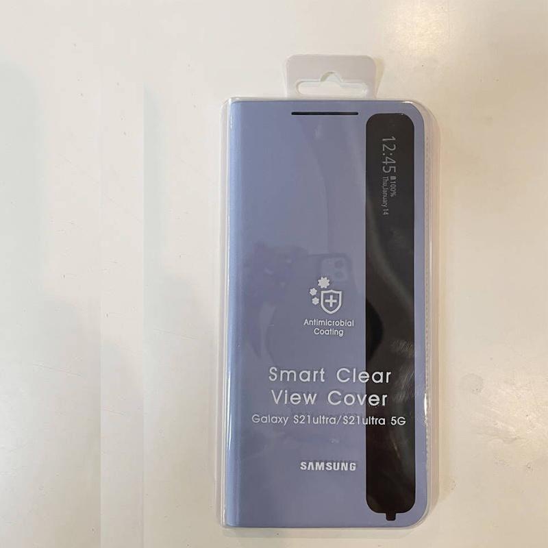 Vertikaler Spiegel Klarsicht Handyhülle Für Samsung Galaxy S21 Ultra 5G Smart View Flip Cover Intelligente Handyhülle violett