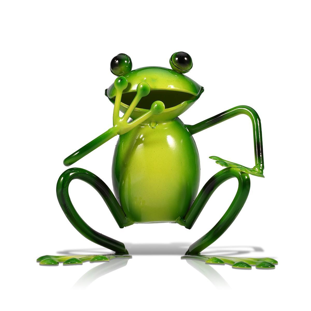 TOOARTS Metall-Skulptur Mouth-Covered Frosch Einrichtungs Artikel Handwerk