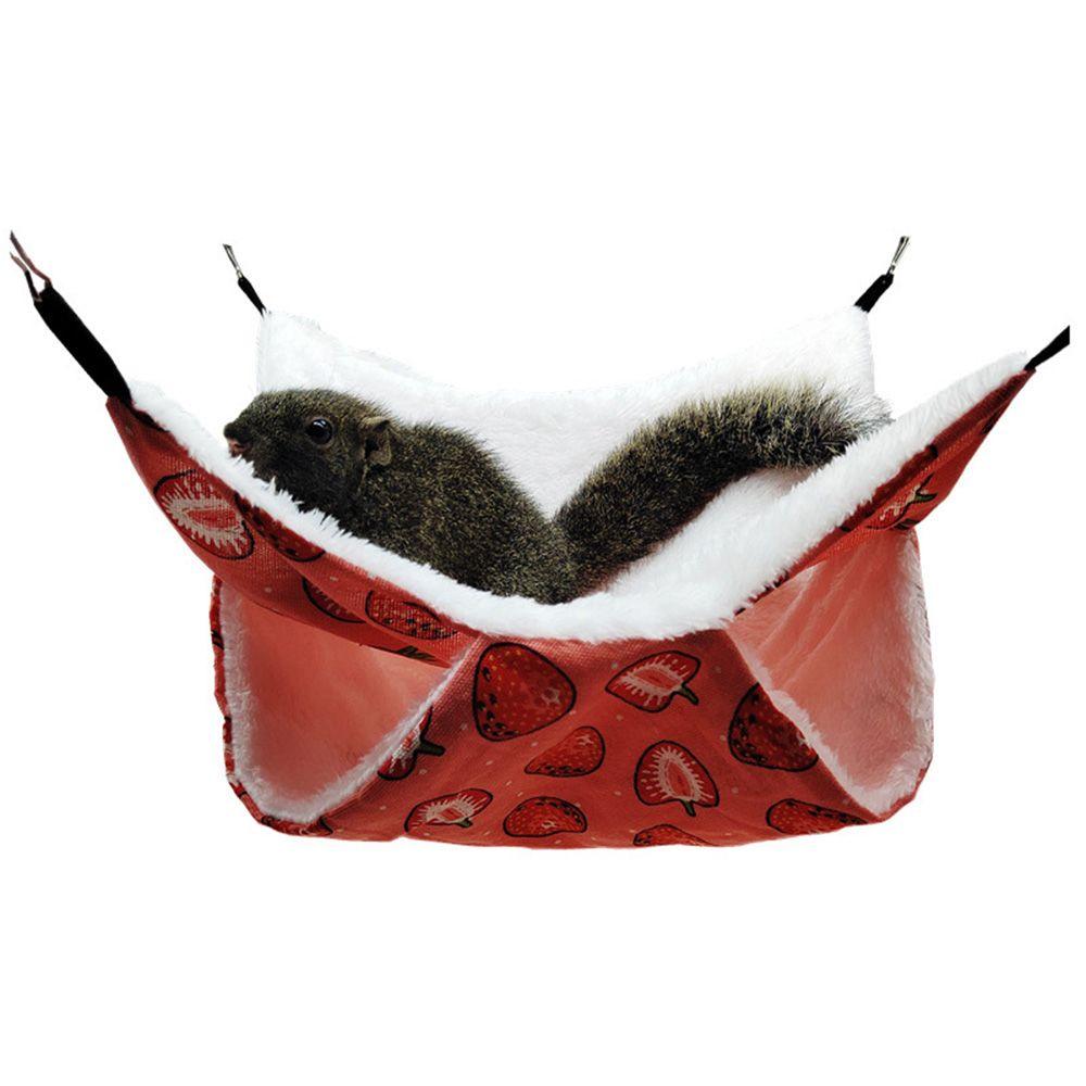 Haustierbedarf, Frettchen, Ratte, doppellagig, warmer Haustier-Schlafsack, Hamsterkäfig, Haustier-Hängematte, Eichhörnchenbetten 45x45cm-Strawberry
