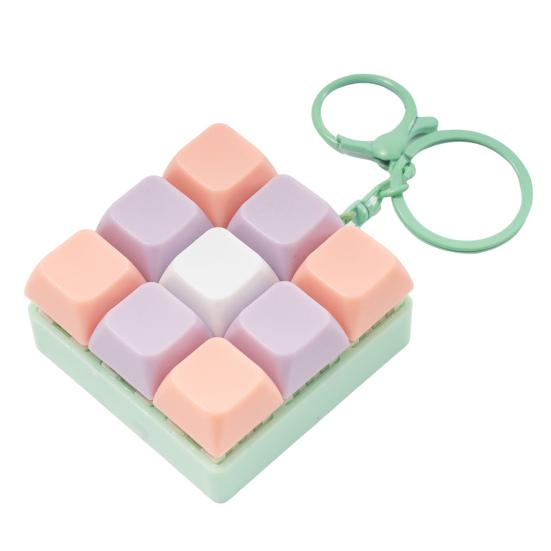 9-Tasten Fidget Tastatur Schlüsselanhänger Stress Angst Abbau Tastatur Klicker Schlüsselanhänger Tragbarer Dekompressionsknopf Sensorisches Spielzeug E