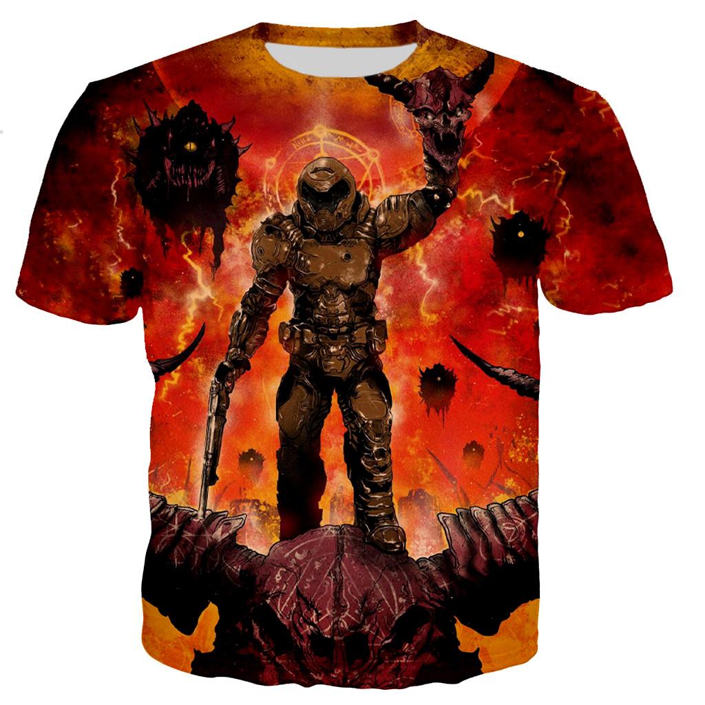 Doom T-Shirts FPS Spiel 3D Print Streetwear Männer Frauen Kühlen Übergroßen Oansatz T-shirt Harajuku Mode Kinder Jungen Tees Tops kleidung XS black