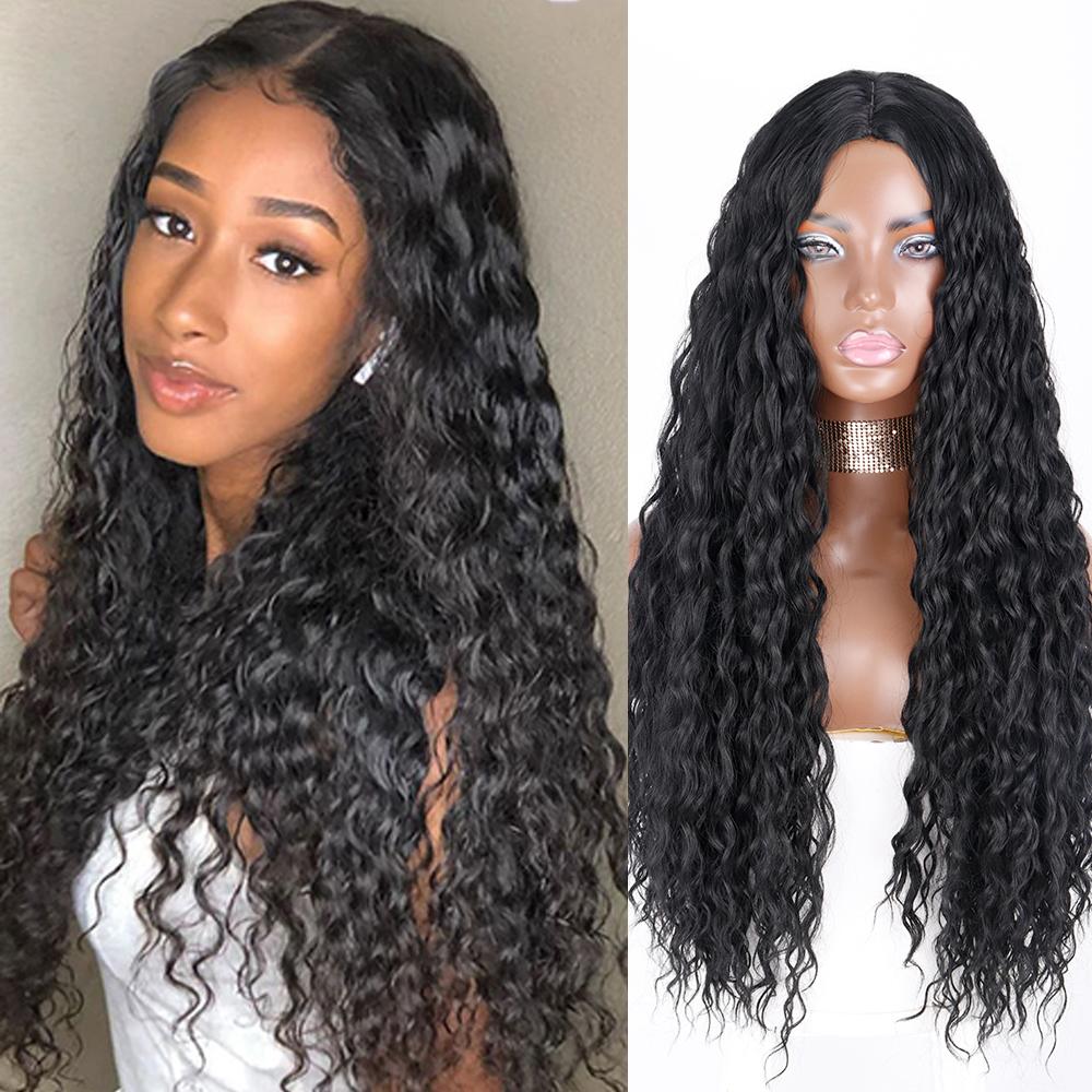 MERISIHAIR 30 Zoll synthetische lange tiefe Wellenperücken für schwarze Frauen Afro verworrene lockige Haarperücken für Mädchen hitzebeständige Cosplaly-Party-Perücken China