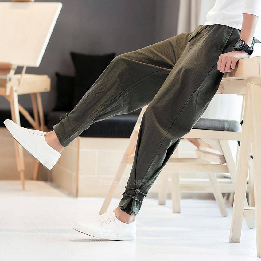 Männer japanischen Stil Hosen Samurai Kostüm Vintage männliche Hosen Vintage Harem Hosen Plus Größe Kimono Yukata Streetwear XXL armee grüne