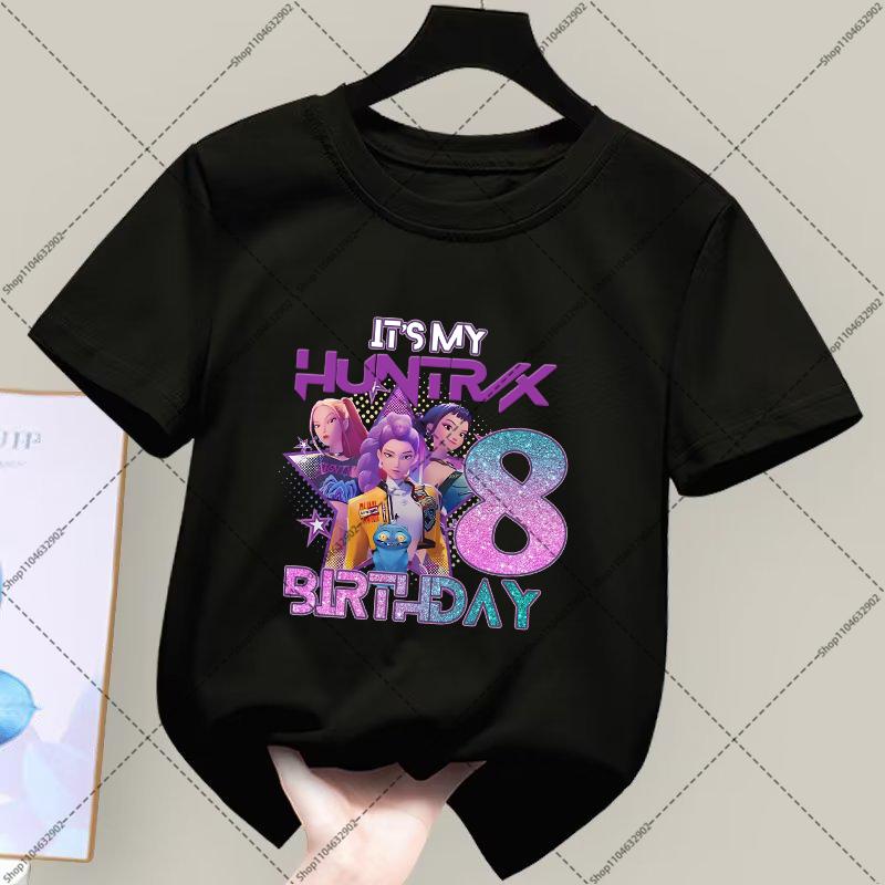 Kpop Dämonenjäger Jungen Mädchen Geburtstagsparty T-Shirts Cartoon Anime Muster Nummer 1-9 Druck T-Shirt Kinderkleidung Kind Sommer Tops 150