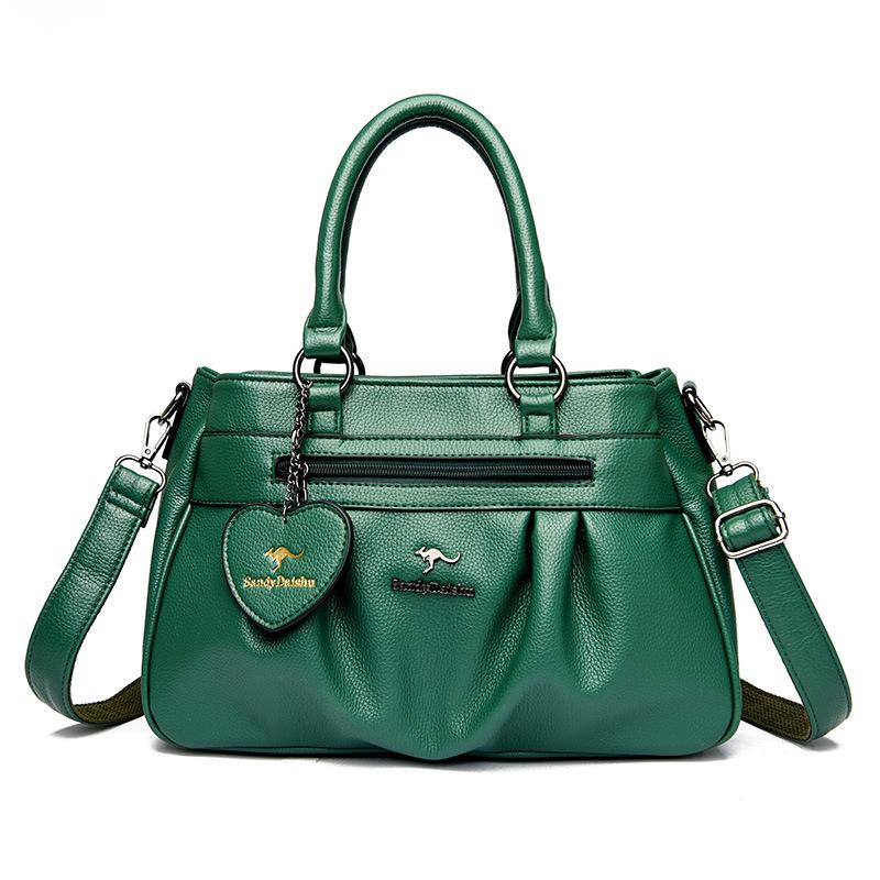 Tasche für Frauen Süße und Würzig Mädchen Plissierte Handtaschen Liebesanhänger Damen Schultertasche Große Kapazität Weiches Leder Umhängetasche gray