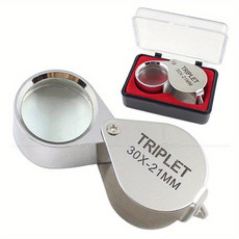 10x20x 30x Schmuck Lupe Taschen Faltlupe Vergrößerungsglas Mini Diamant Lupa Linse Triplett Augenglas Werkzeug Lesebrille 30X silber