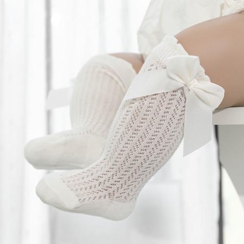 Baby Mädchen Socken Kleinkind Baby Schleife Baumwolle Sommer Netz Dünn Baby Kniestrümpfe Neugeborenes Säugling Spitze Lange Baby Jungen Socken 0-24 Monate S 0to12month