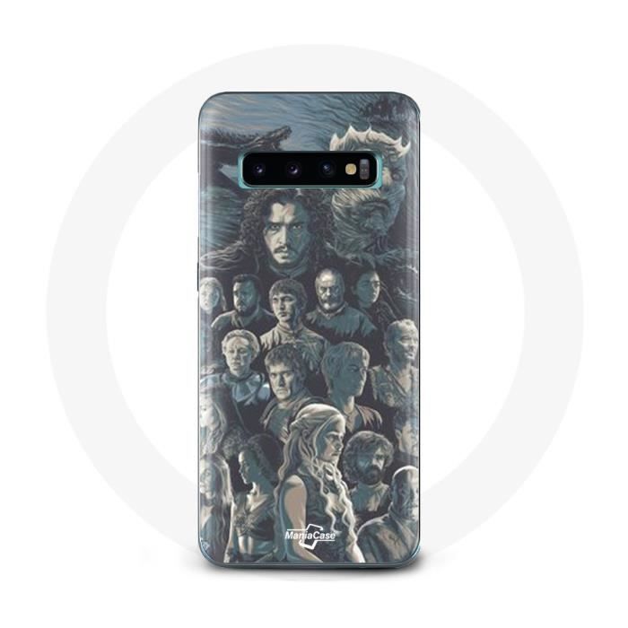 Hülle für Samsung Galaxy S10 Game of Thrones Staffel 8 Game of Thrones Poster Charaktere grauer Hintergrund grau
