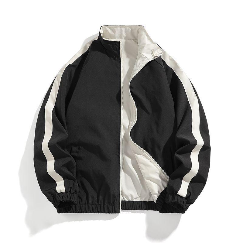 Jacke Herren Frühling und Herbst Herbst Kleidung Doppelseitige Sport Casual Wasserdichte Jacke Herren L schwarz