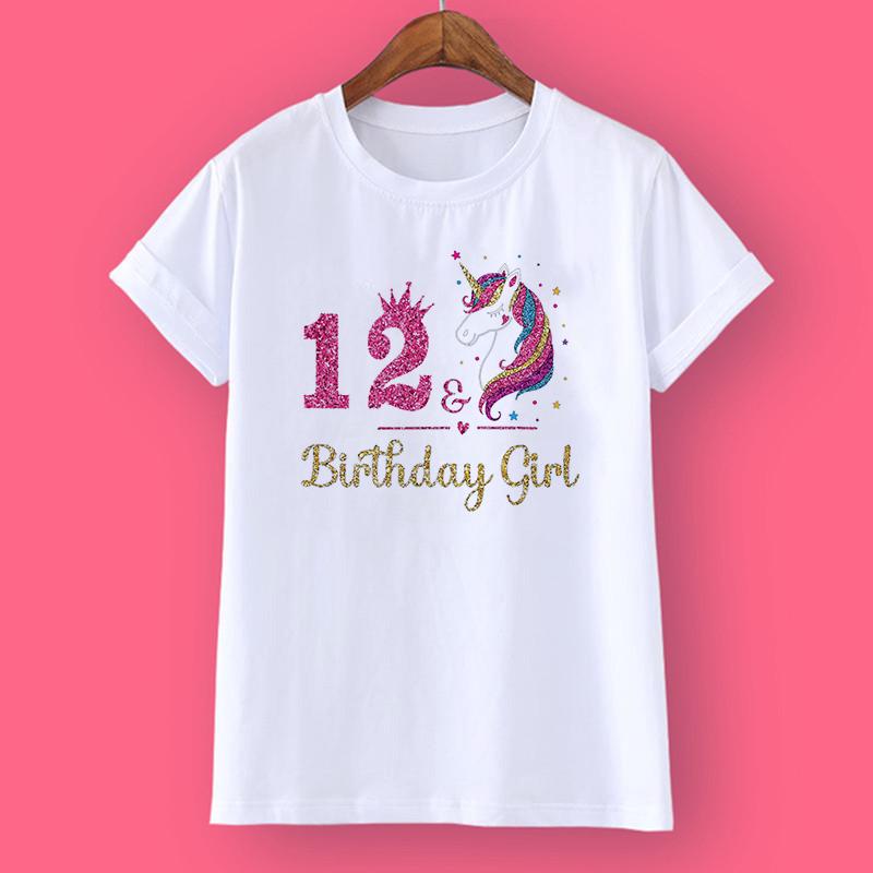 Einhorn-Geburtstags-Shirt, 1–12 Geburtstags-T-Shirt, wildes T-Shirt, Mädchen-Party-T-Shirt, Einhorn-Themen-Kleidung, Kinder-Geschenke, modische Tops, T-Shirt 130cm