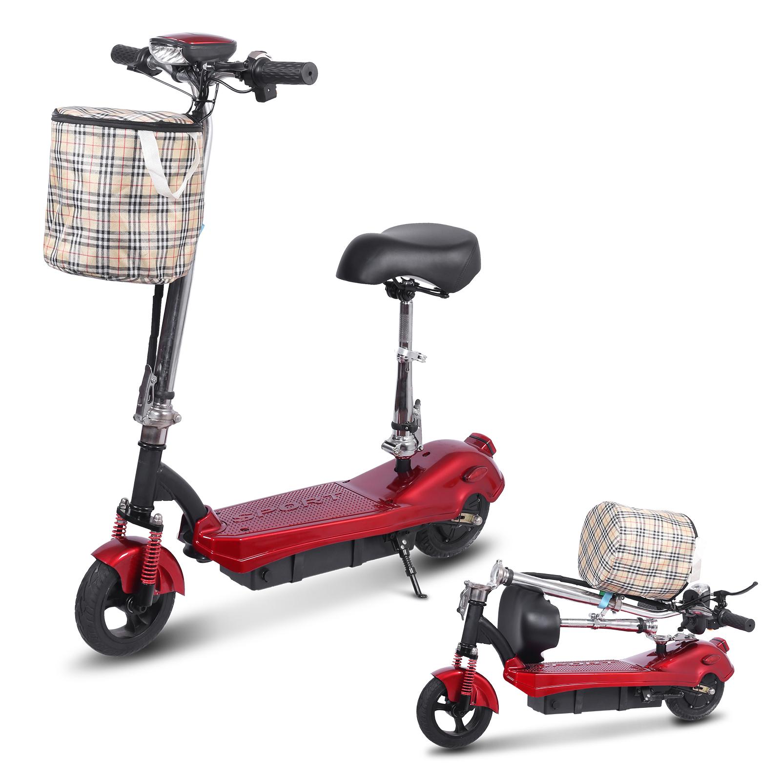 Tragbarer faltbarer Elektroroller 20 km/h Schnellladung Sichere Trommelbremse Erwachsener Stadtradler E-Scooter mit Scheinwerfer Rücklicht und Sattel rot