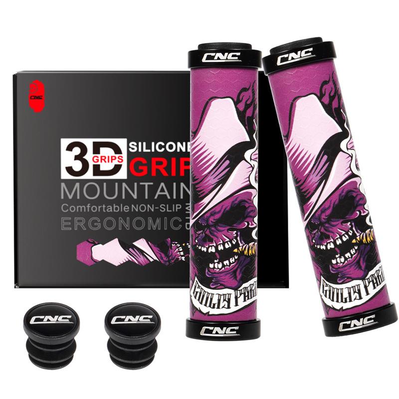 CNC Mountainbike Griffe Silikon MTB Griffe Gel Fahrrad Lenkergriff Lock-On Fahrradzubehör Passend für Flat Riser Lenker violett
