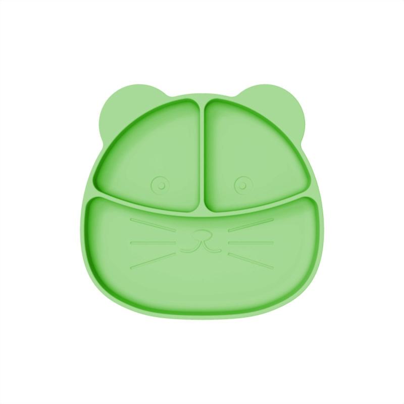 Cartoon Löwe Baby geteilt Saugnapf Lebensmittelqualität Silikon Abendessen Fütterung Teller Kinder Teller Schüssel 1PC grün