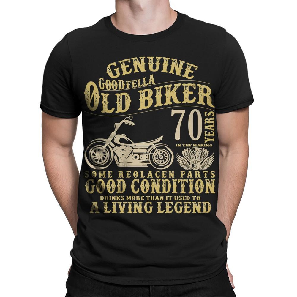 Echtes Old Biker 70. Geburtstag T-Shirt| Biker Geschenk| Vintage Motorrad #TA-06 XL