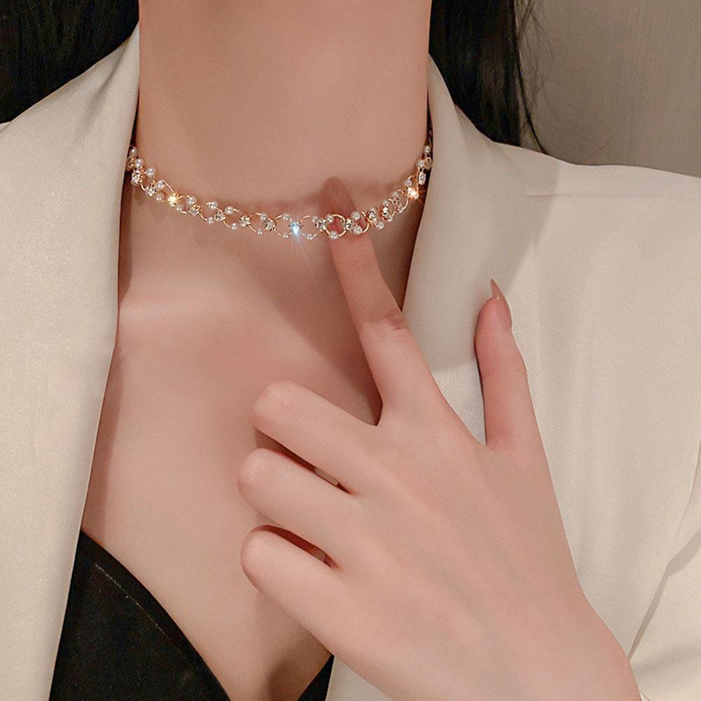 Stilvolle und einfache personalisierte Halskette mit Strasssteinen, Partyschmuck für Damen, exquisites Geschenk
