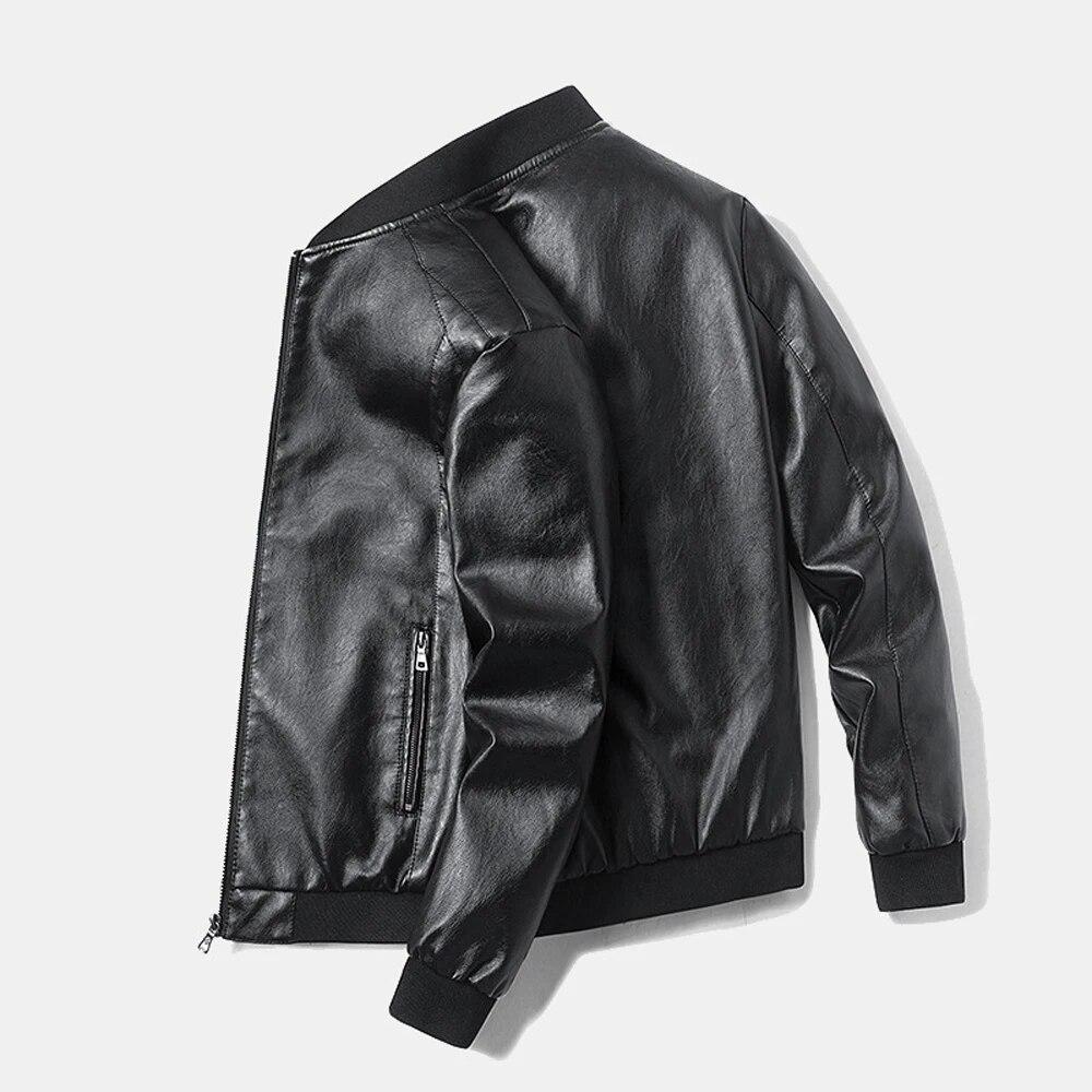 Plus Größe 8XL 7XL Frühling Leder Jacke Mantel Männer Bomber Motorrad PU Jacke Kausal Vintage Schwarz Biker Tasche Zipper Jacke XXXXXL schwarz