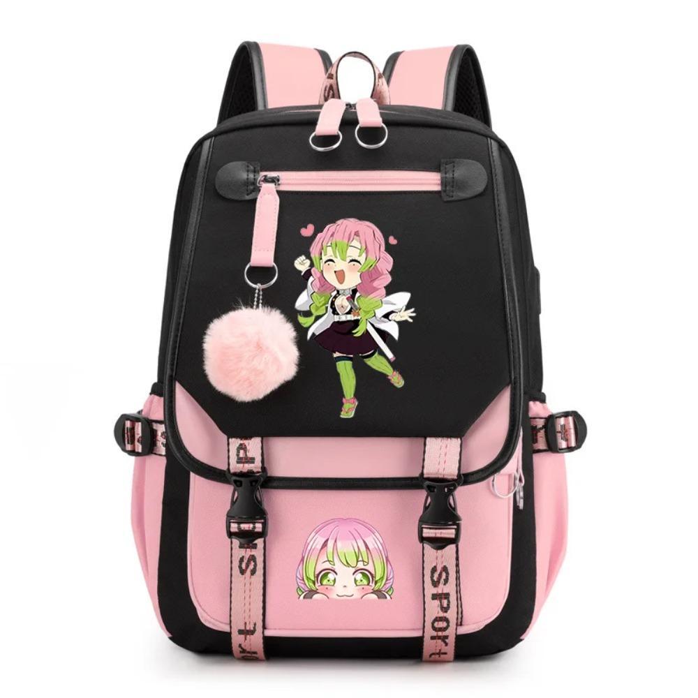 Niedlicher Kanroji Mitsuri Rucksack Neuer Teenager Outdoor Street Anime Rucksack Hohe Qualität USB Rucksack Kanroji Mitsuri Rucksack rosa