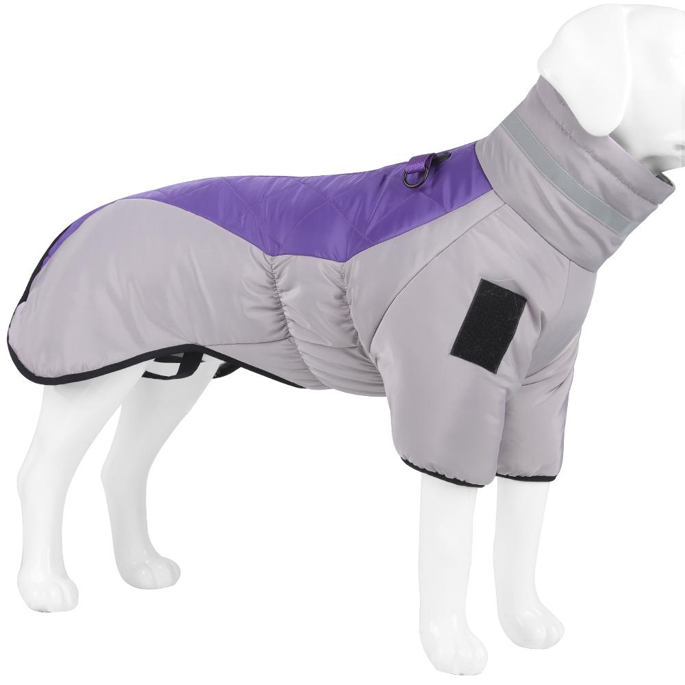 Winterjacke für Hunde, reflektierende Weste mit hohem Kragen, warme Kleidung für große Hunde, wasserdichte, winddichte Hundejacke für kaltes Wetter für mittelgroße und große Hunde XXXXXXL violett