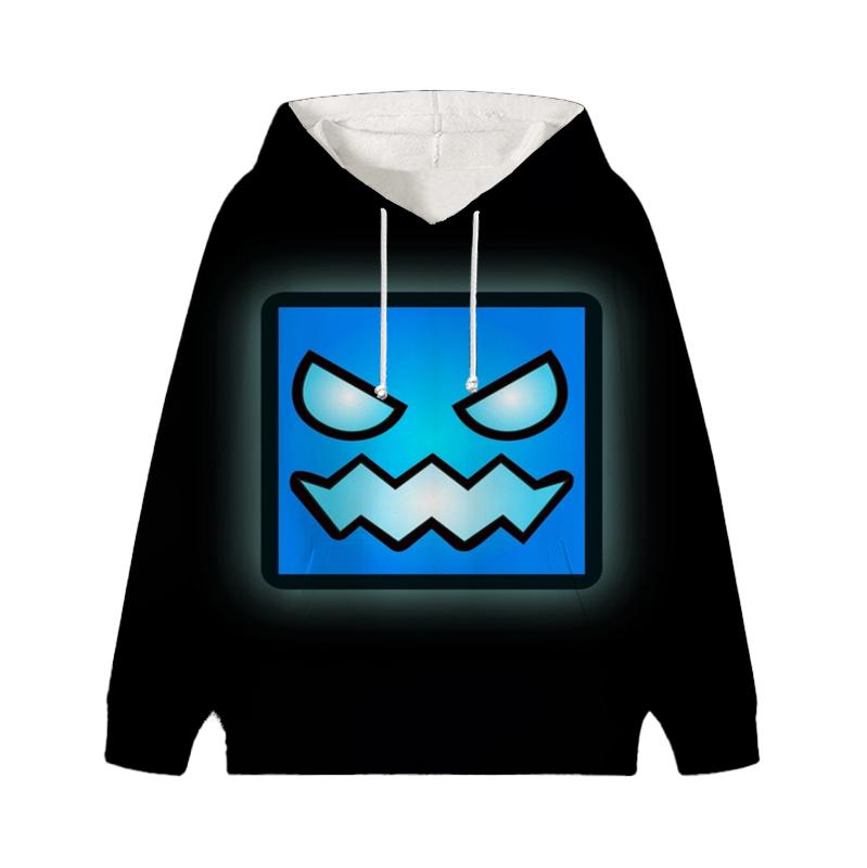 Angry Geometry Dash Hoodie Kinderkleidung Kind Mädchen Jungen Sweatshirt Manga Hoody Baby Casual Pullover Sportbekleidung 130 tiefseeblau